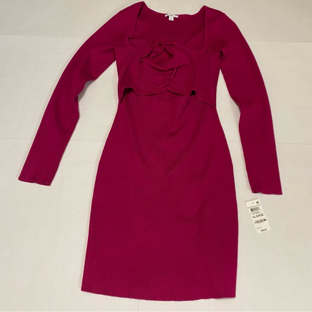 NWT! Bar III Women's Fuchsia Long Sleeve Dress